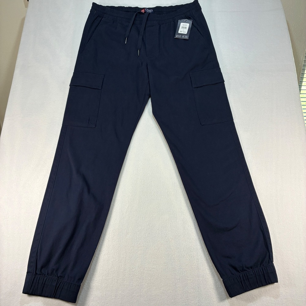 Chaps Navy Blue Cargo Joggers Cotton Stretch Slim Fit Drawstring Medium NWT